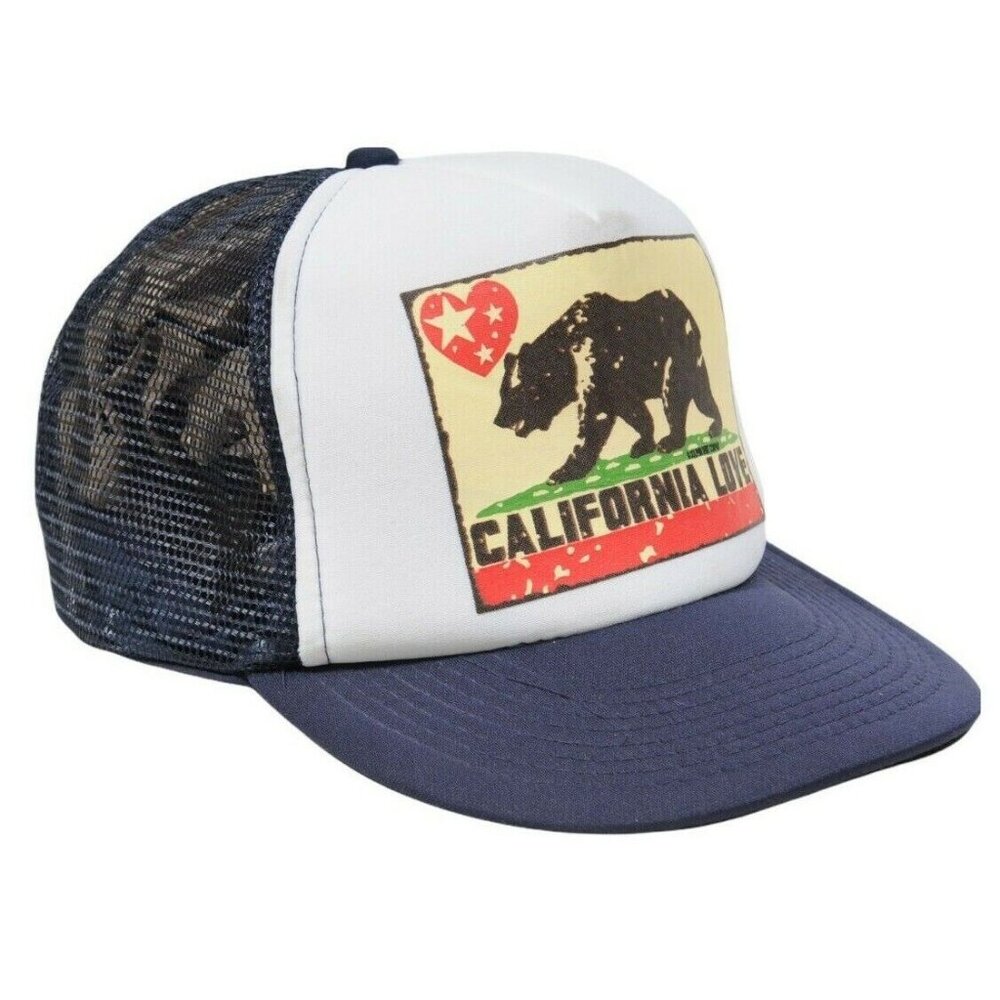 Vintage State Flag Trucker Mesh Hat Cap Otto Navy White California Love Bear